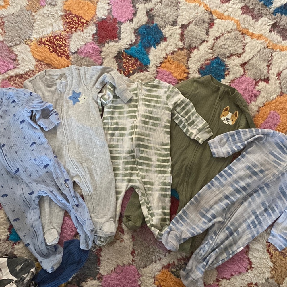 5 zip up footed onesies